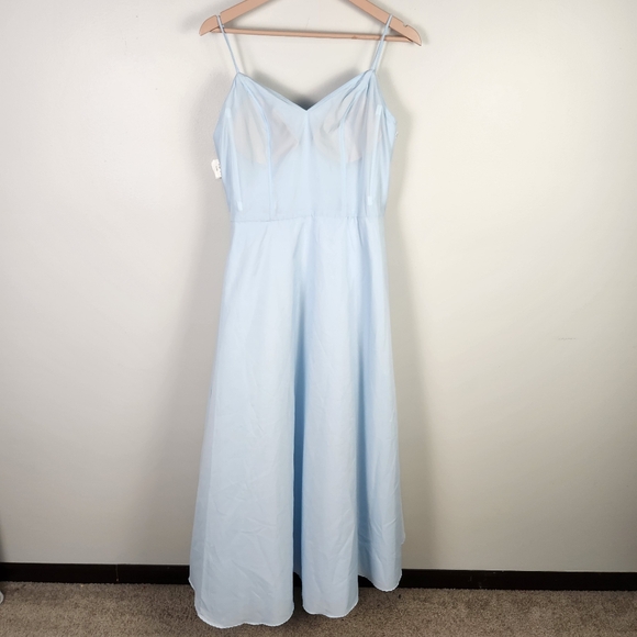 Morilee Madeline Gardner Sky Blue Chiffon Bridesmaid Dress Gown Size 14 #0394 - Picture 6 of 13